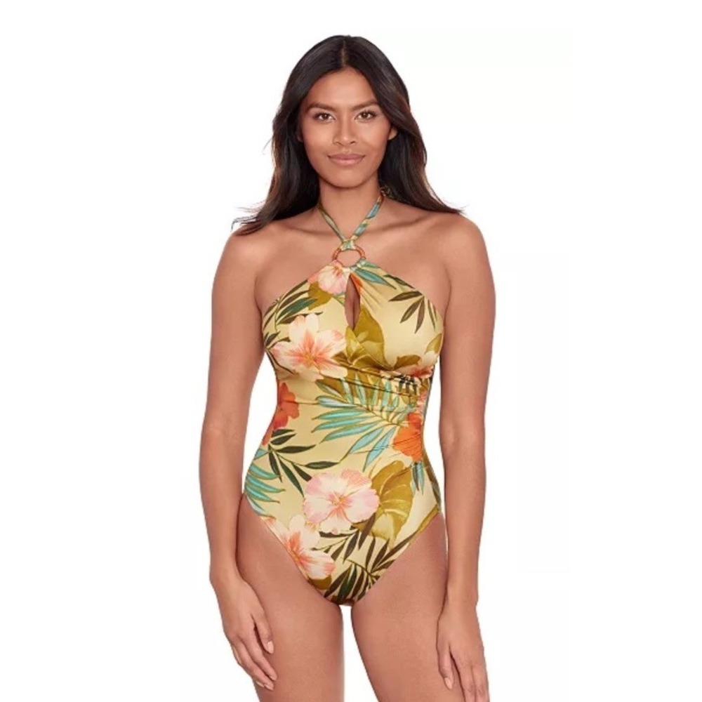 Lauren Ralph Lauren Halter-Neck Swimsuit - Island Tropical SZ 12